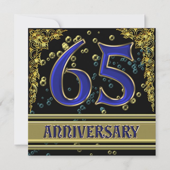 Black and Gold 65th Anniversary party Invitation (Front)