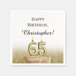 Black and Gold 65th Birthday Napkins