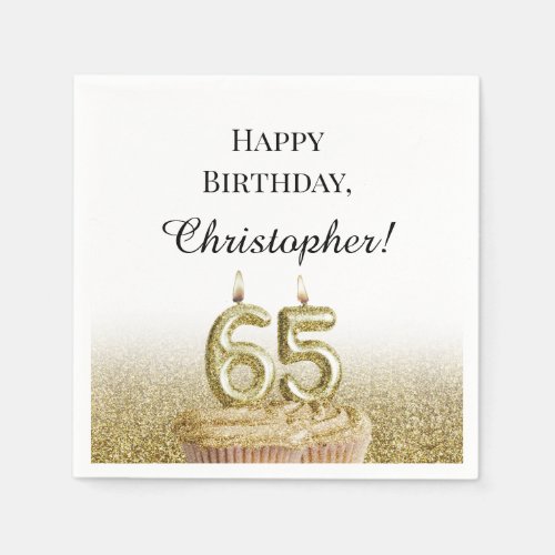 Black and Gold 65th Birthday Napkins