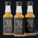 Black and gold 70th birthday party favor  liquor bottle label<br><div class="desc">Celebrate your 70th birthday in style with these black,  white and gold effect 70 and fabulous birthday party labels. A modern design with script text and bold graphics. Change the colour to customise. Part of a collection.</div>
