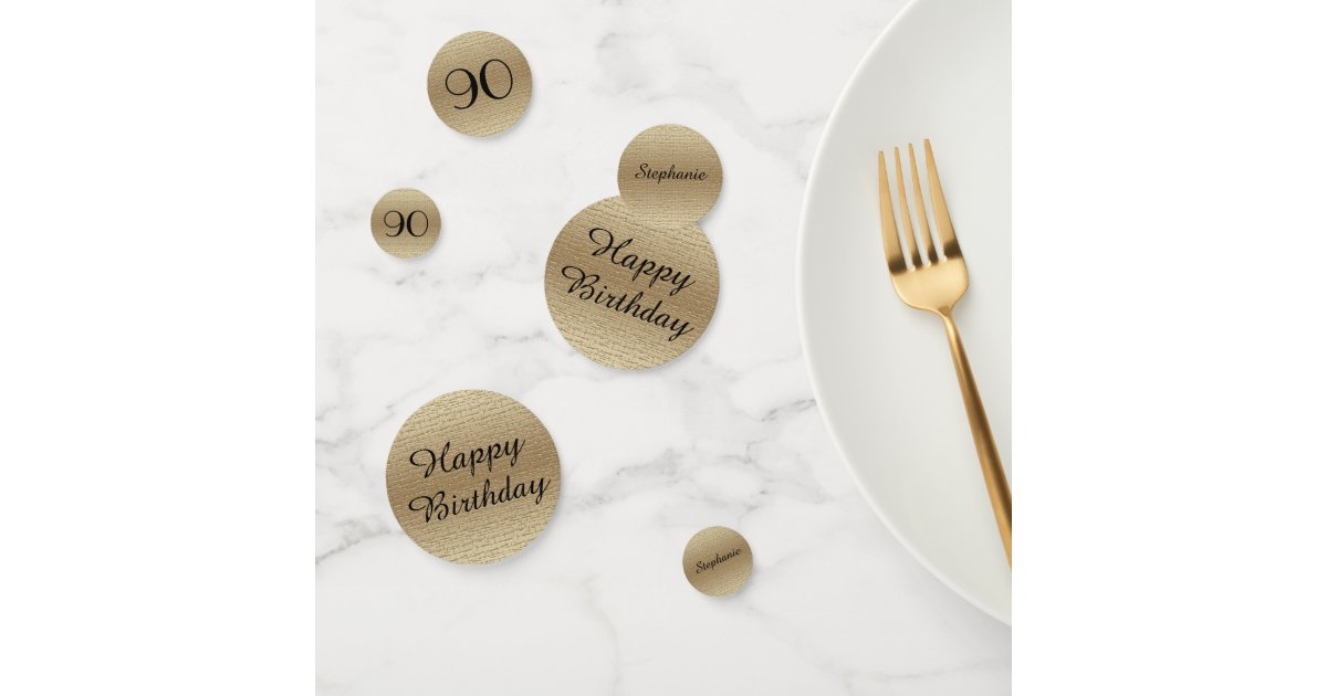 Black And Gold 90th Birthday Table Decoration Confetti Zazzle Com