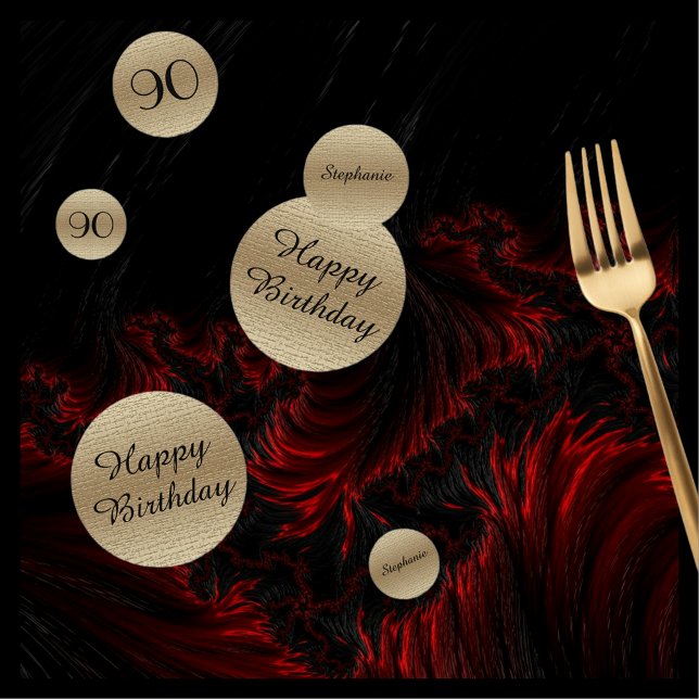 Black and Gold 90th Birthday Table Decoration Confetti (Creator Uploaded)