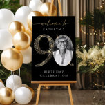 Black and Gold 90th Birthday Welcome Sign Template<br><div class="desc">Black and Gold 90th Birthday Welcome Sign Template , Customizable and Printable Party Decoration, Editable Celebration Board, 90th Birthday Poster, 90th Birthday Sign for Easel, 90th Birthday, Loved for 90 Years, 90th Birthday Party Signs, 90th Birthday Templates, 90th Birthday Photo Template, Hydrangea 90th Birthday. Birthday Welcome, Birthday Display, canva template,...</div>