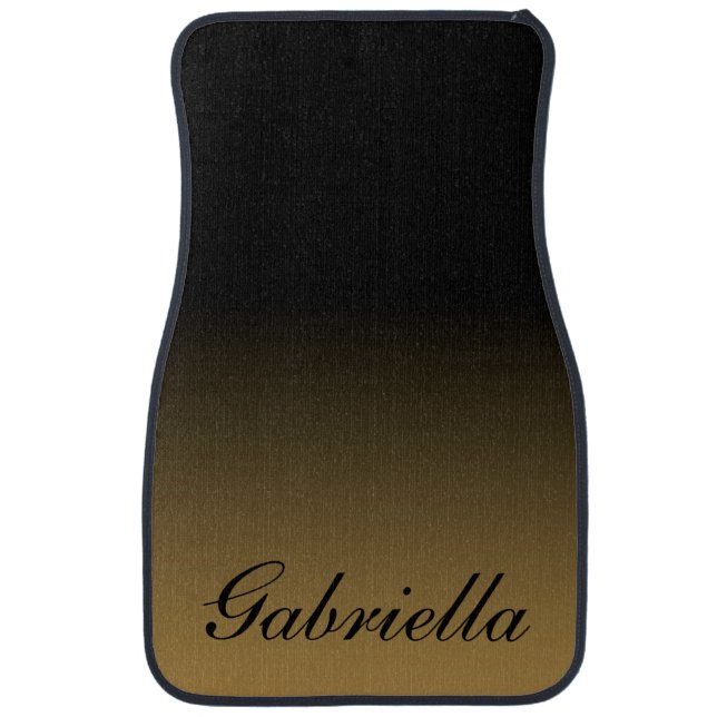 Black and Gold Abstract Car Floor Mat (Front)