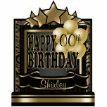 Black and Gold Abstract Happy 00th Birthday Cutout<br><div class="desc">Table Topper Cutout. ⭐This Product is 100% Customizable. Graphics and / or text can be added, deleted, moved, resized, changed around, rotated, etc... ⭐99% of my designs in my store are done in layers. This makes it easy for you to resize and move the graphics and text around so that...</div>