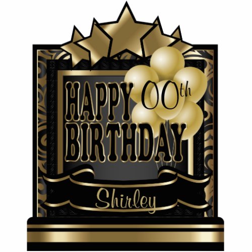 Black and Gold Abstract Happy 00th Birthday Cutout