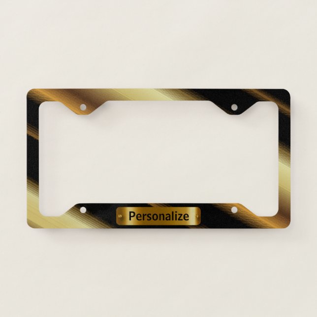 Black and Gold Abstract Lights License Plate Frame (Front)