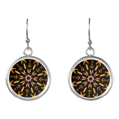 Black and Gold Abstract Mandala  Earrings