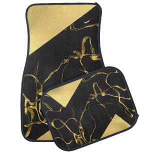 Black and Gold Abstract Pattern Car Floor Mat