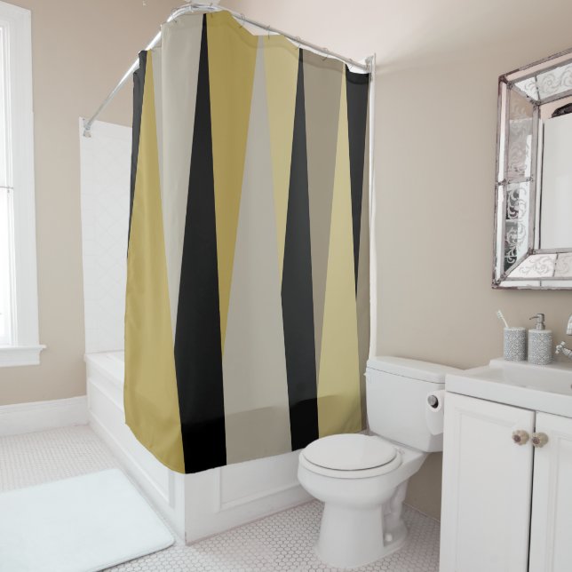 black and gold abstract  shower curtain (In Situ)