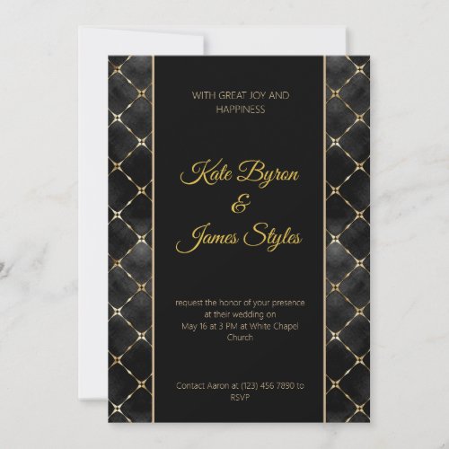 Black and Gold Abstract Wedding Invitation