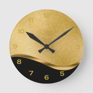 Black and Gold Acrylic Round Wall Clock