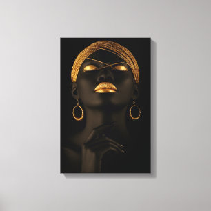 Black and Gold African Woman Portrait Canvas Print