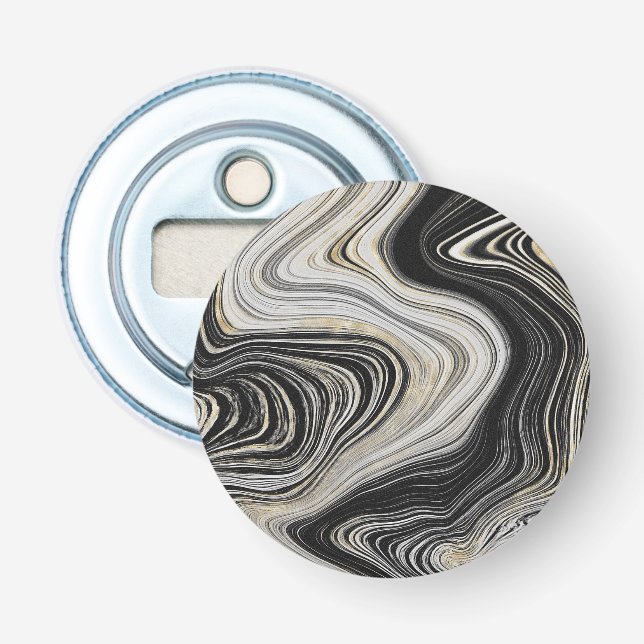 Black and Gold Agate Design  Bottle Opener (Front)