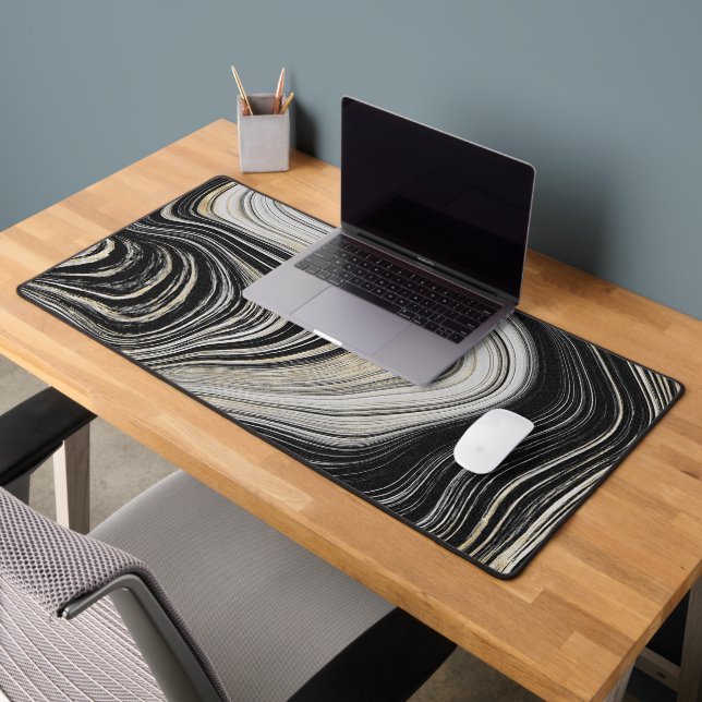 Black and Gold Agate Design  Desk Mat (Office 2)