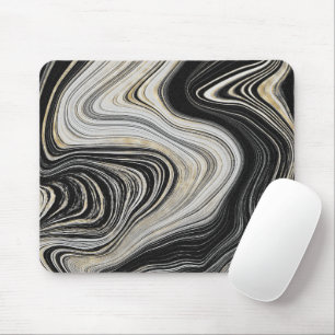 Black and Gold Agate Design Mouse Pad