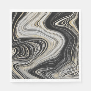 Black and Gold Agate Design Napkins
