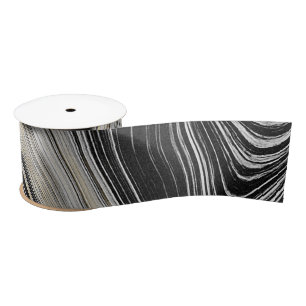 Black and Gold Agate Design Satin Ribbon