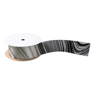 Black and Gold Agate Design Satin Ribbon