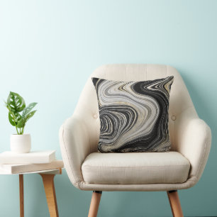 Black and Gold Agate Design  Throw Pillow