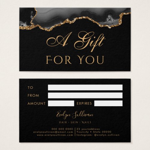 Black and Gold Agate Gift Card