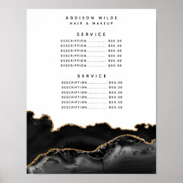 Black And Gold Agate Marble Service Price Poster