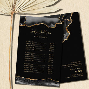Black and gold agate price list flyer