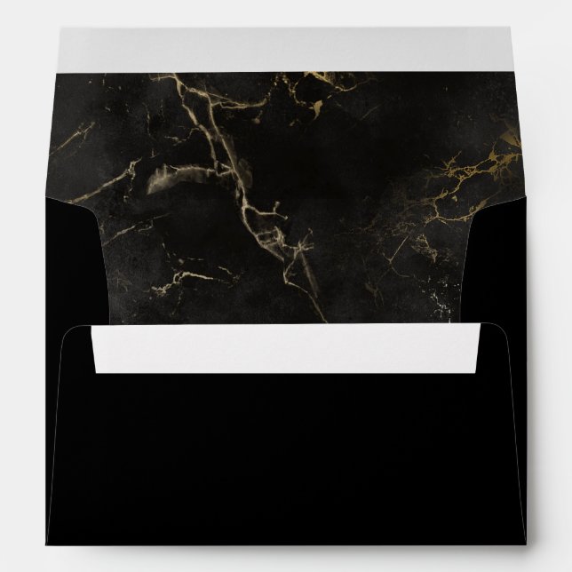 Black and Gold Agate return address Envelope (Back (Bottom))