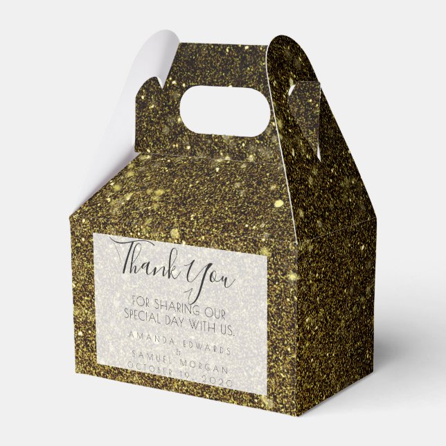 Black and Gold Agate  Wedding Favor Boxes (Front Side)