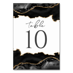 Black and Gold Agate Wedding Table Card