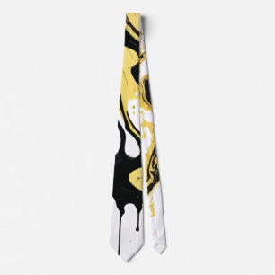 Black and Gold Alcohol Ink Marble Texture  Neck Tie