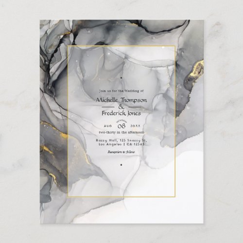 Black and Gold Alcohol Ink Wedding Invitation Flyer