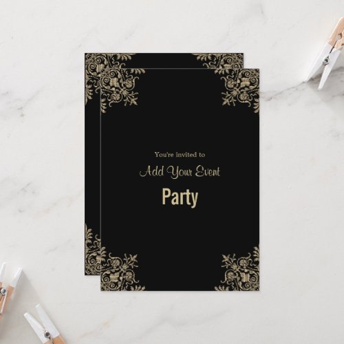 Black and Gold All Occasion Party Invitation