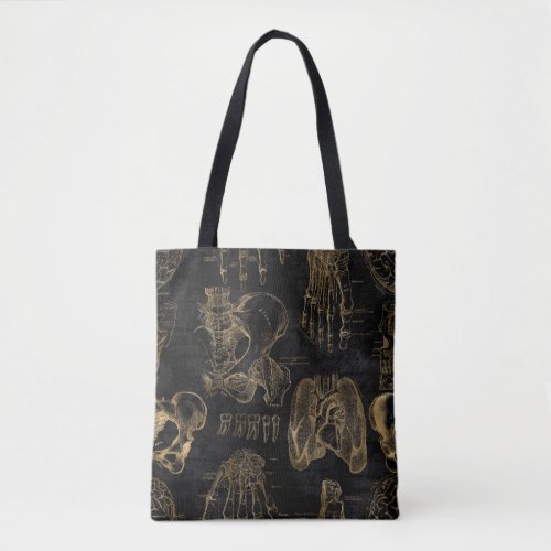 Black and Gold Anatomy Biology Science Teacher Tote Bag