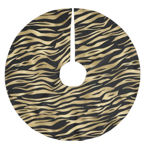 Black and gold animal abstract  1 brushed polyester tree skirt