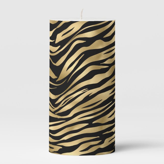 Black and gold animal abstract # 1 pillar candle (Front)