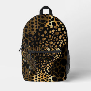 Black and Gold Animal Print (2) Printed Backpack