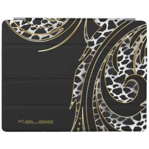 Black and Gold Animal Swirly Print iPad Smart Cover