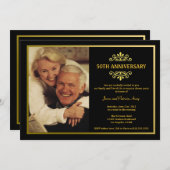 Black and Gold Anniversary Invitation (Front/Back)