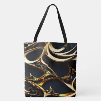 Black and Gold Arabesque Tote Bag