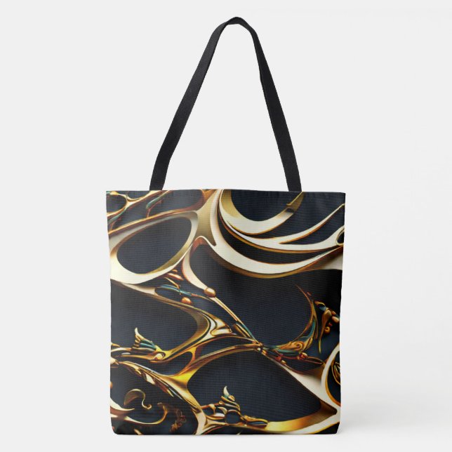 Black and Gold Arabesque Tote Bag (Front)