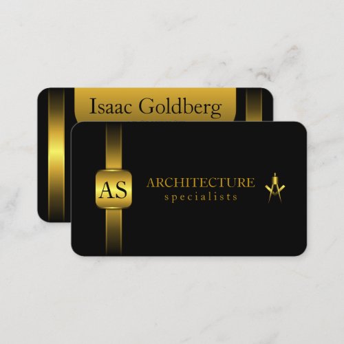 Black and Gold Architect Compass Architecture Business Card
