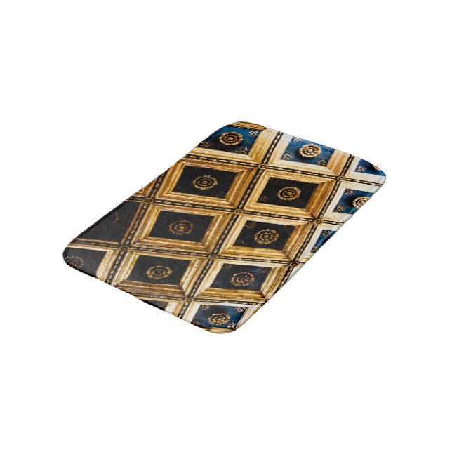 Black and Gold Architecture Bath Mat (Angled)