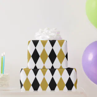 Black And Gold Argyle  Wrapping Paper