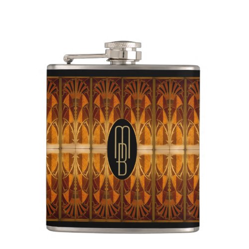 Black and Gold Art Deco 6 oz Flask