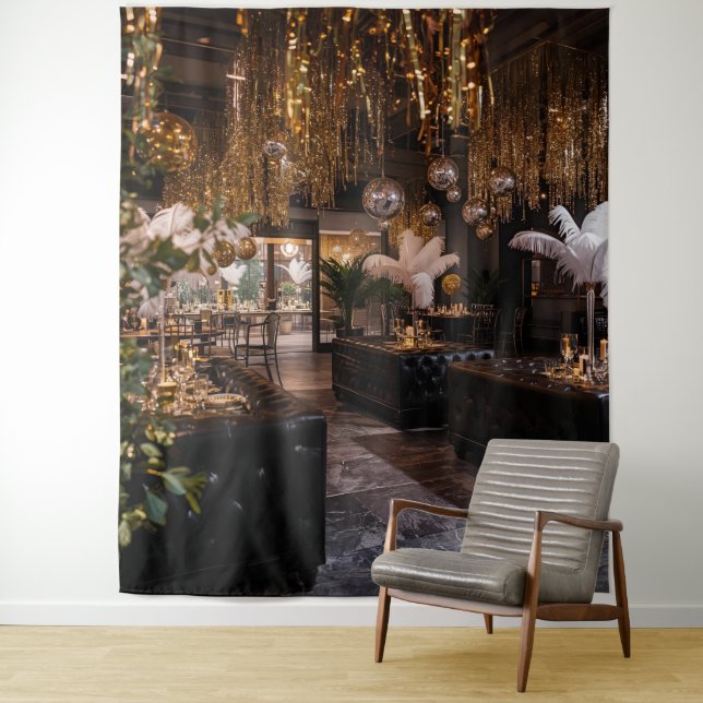 Black and Gold Art Deco Back Drop (In Situ)