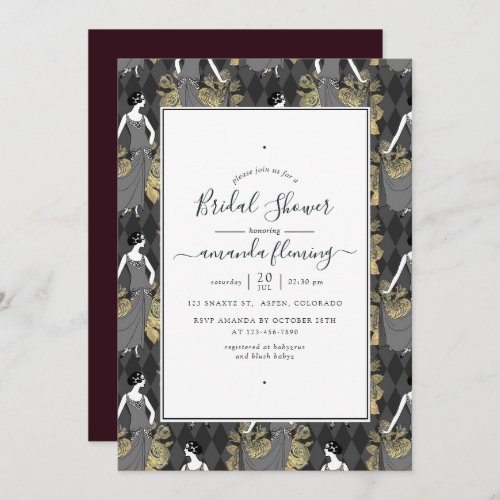 Black and Gold Art Deco Bridal Shower Invitation