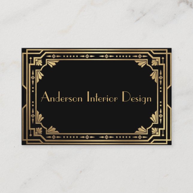 Black and Gold Art Deco Business Card (Front)