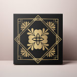 Black and Gold Art Deco Ceramic Tile<br><div class="desc">Decorate the office with this Black and Gold Art Deco design. You can customize this further by clicking on the "PERSONALIZE" button. Change the background color if you like. For further questions please contact us at ThePaperieGarden@gmail.com.</div>