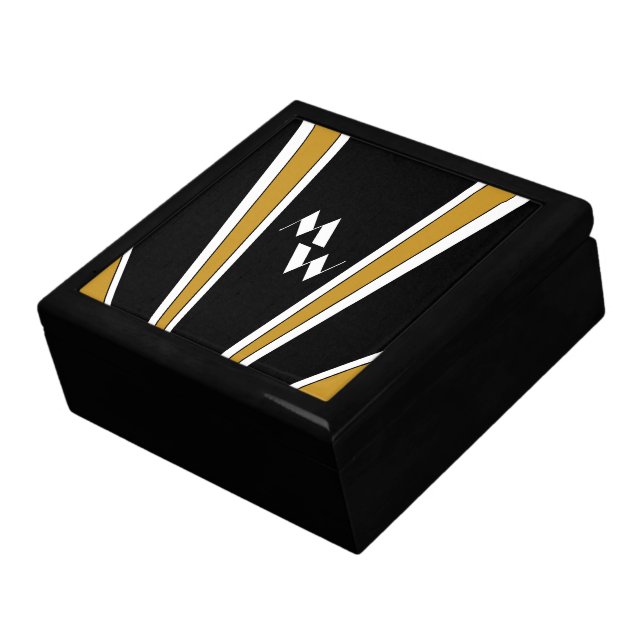 Black And Gold Art Deco Design Monogrammed Gift Box (Side)
